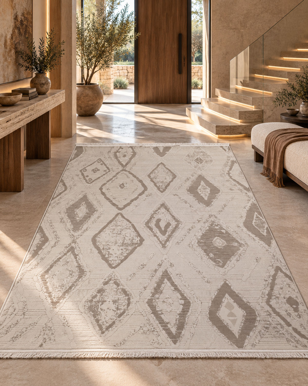FELOSH 1016 | Distressed Diamond Rug | Lorenzo Carpet