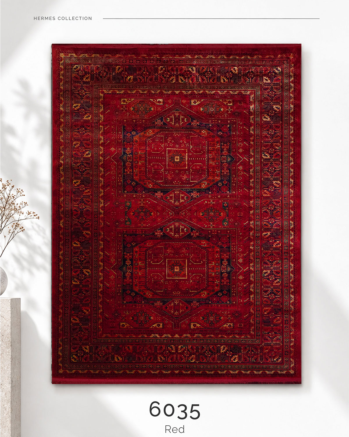 HERMES 6035 Red | Persian Geometric Rug | Lorenzo Carpet