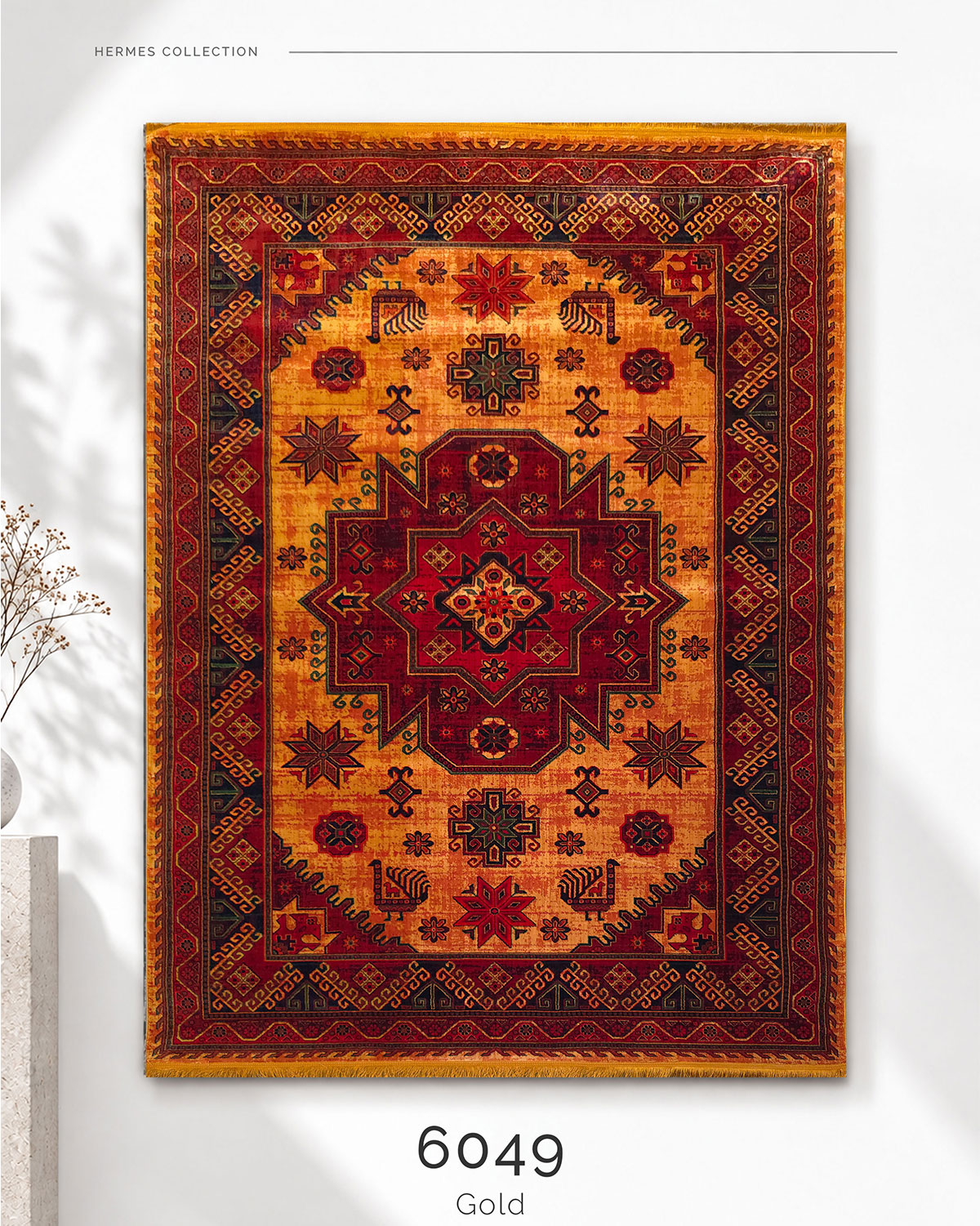HERMES 6049 Gold | Persian Geometric Rug | Lorenzo Carpet