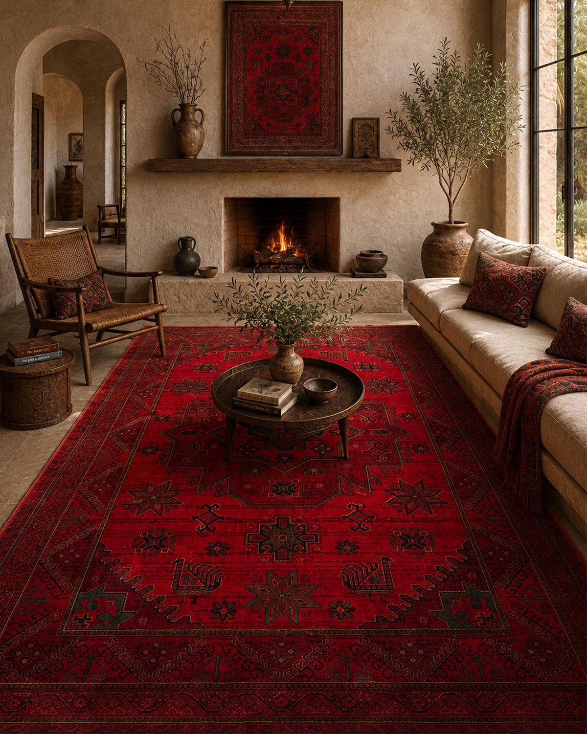 HERMES 6049 Red | Persian Medallion Rug | Lorenzo Carpet