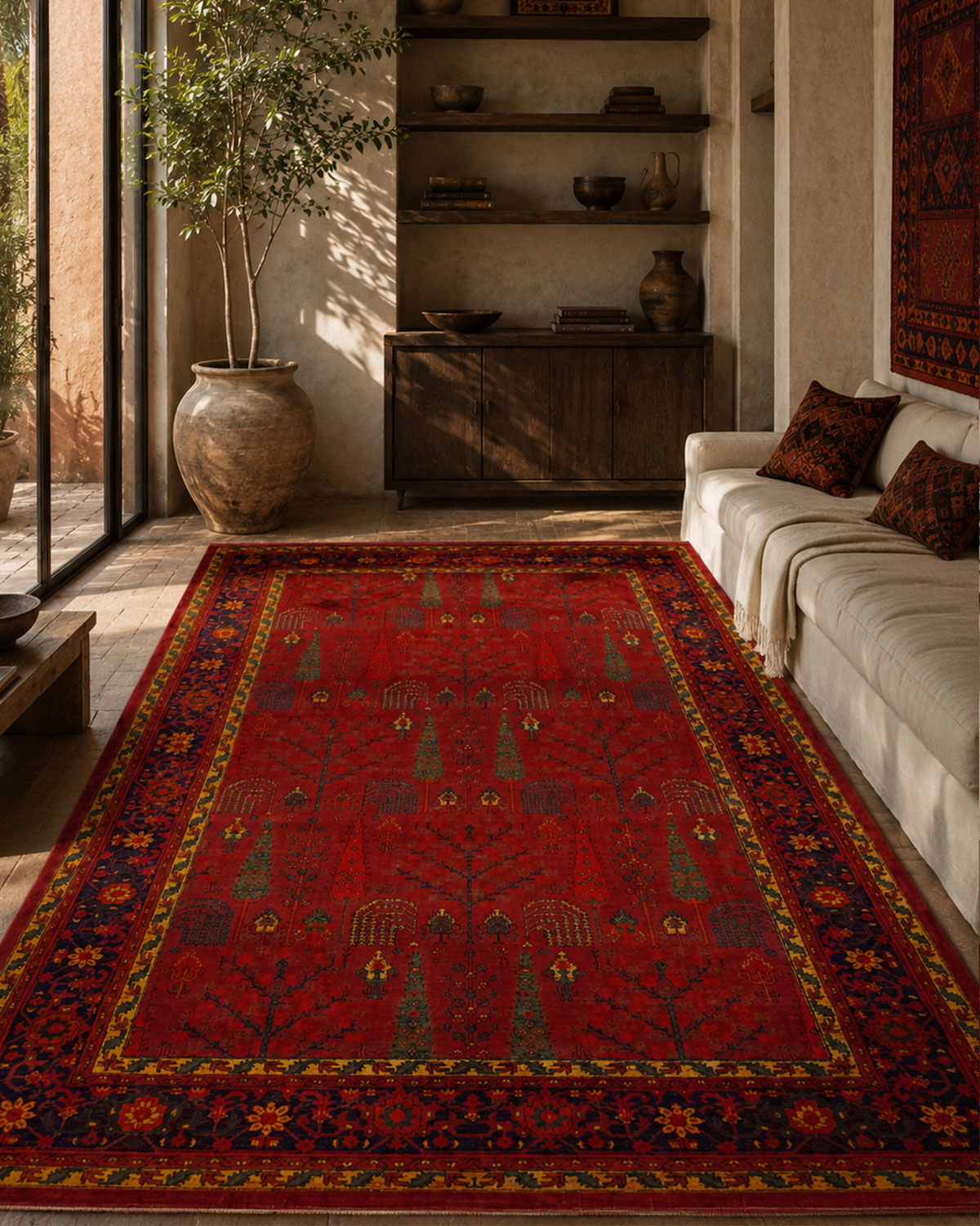 HERMES 6055 Red | Persian Garden Rug | Lorenzo Carpet