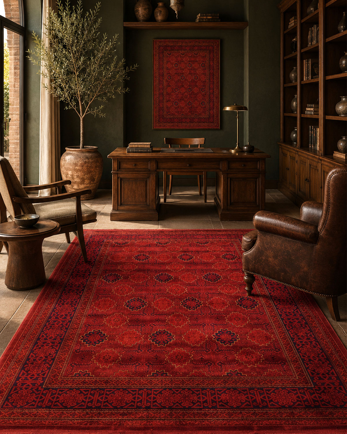 HERMES 6056 Red | Persian Geometric Rug | Lorenzo Carpet