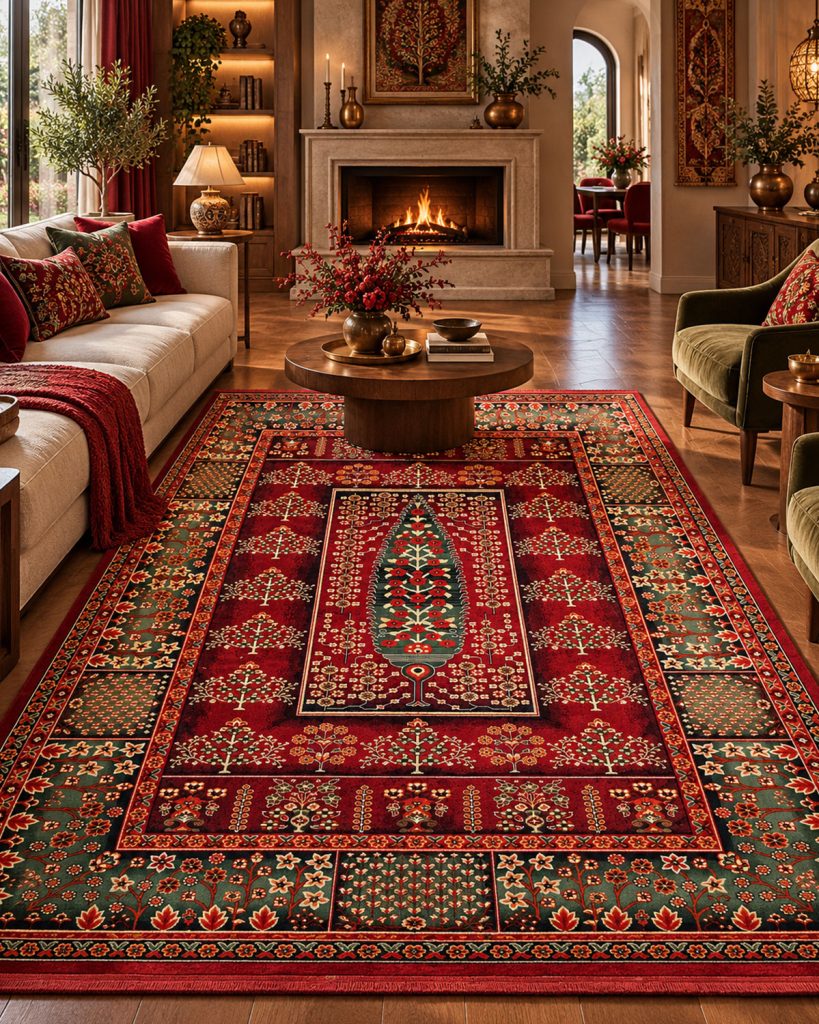 HERMES PLUS 6699 Red | Persian Garden Rug | Lorenzo Carpet