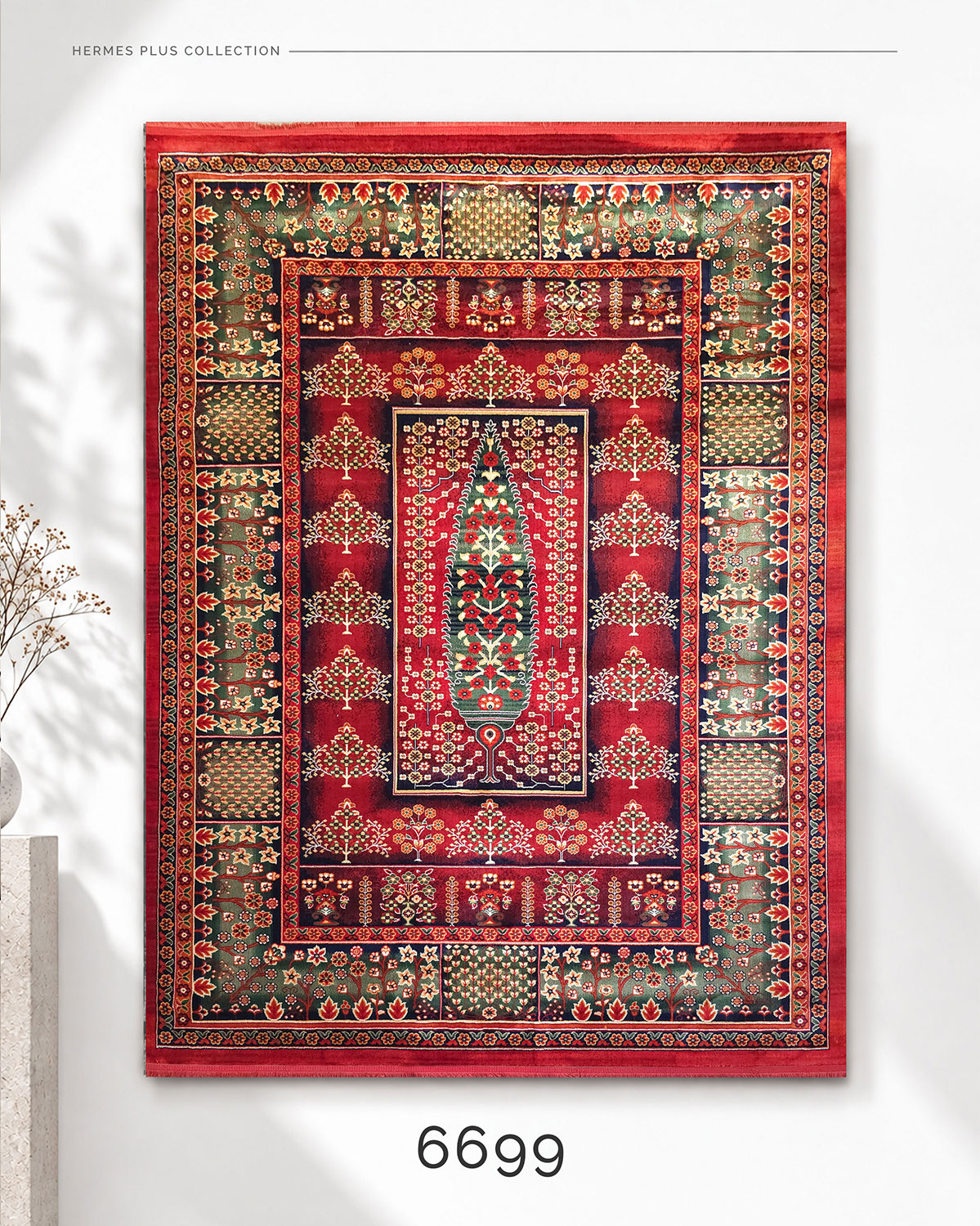 HERMES PLUS 6699 Red | Persian Garden Rug | Lorenzo Carpet