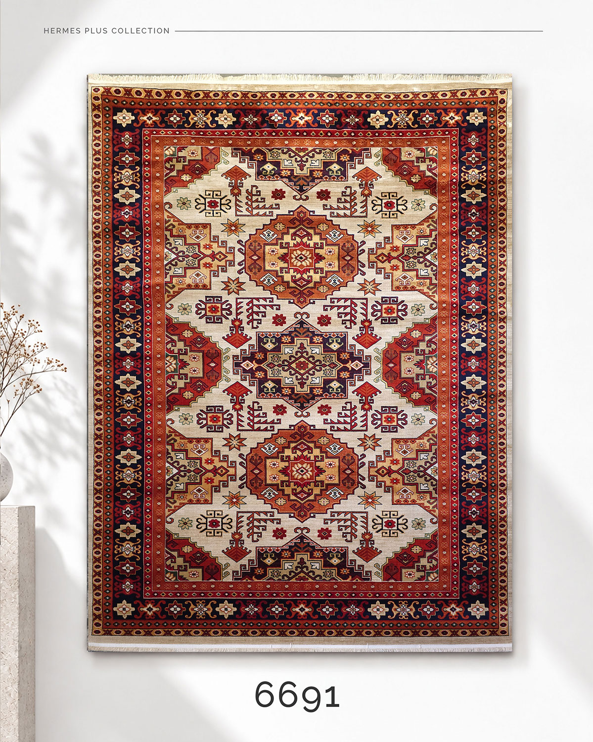 HERMES PLUS 6691 Cream | Geometric Persian Rug | Lorenzo Carpet